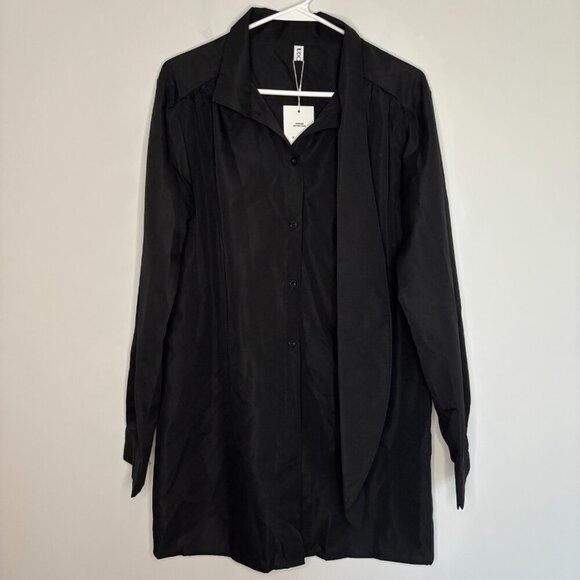 UOOZEE NEW Outerwear Women L Button Up Black Lightweight Long Sleeve Neck Wrap - Picture 6 of 8